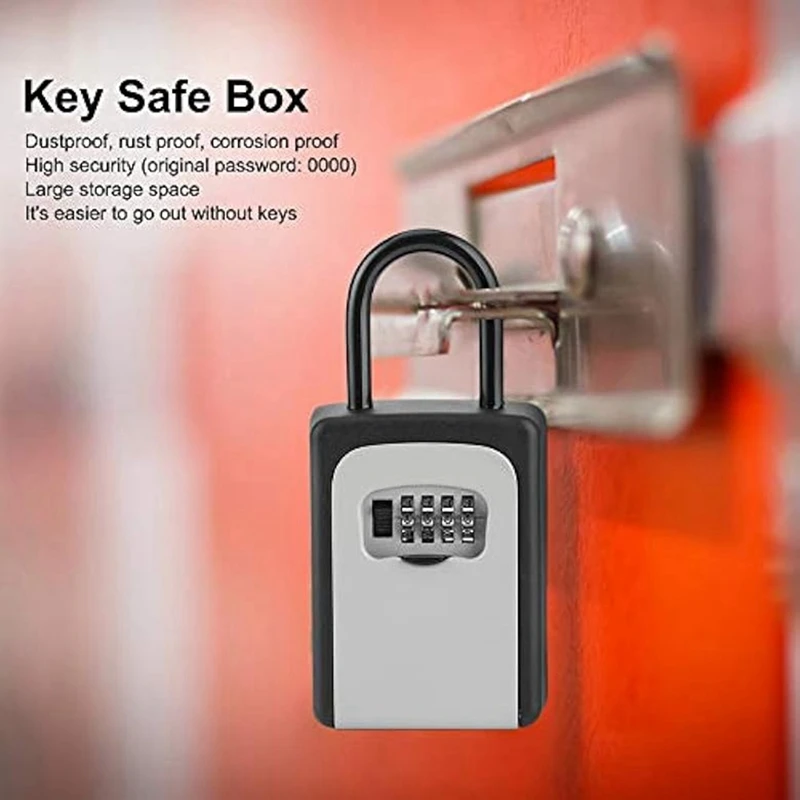 AB15-Key Lock Box ,Wall Mounted Key Lock Safe Box Aluminum Alloy Household, Security Lock Box For Home, Office, Apartment