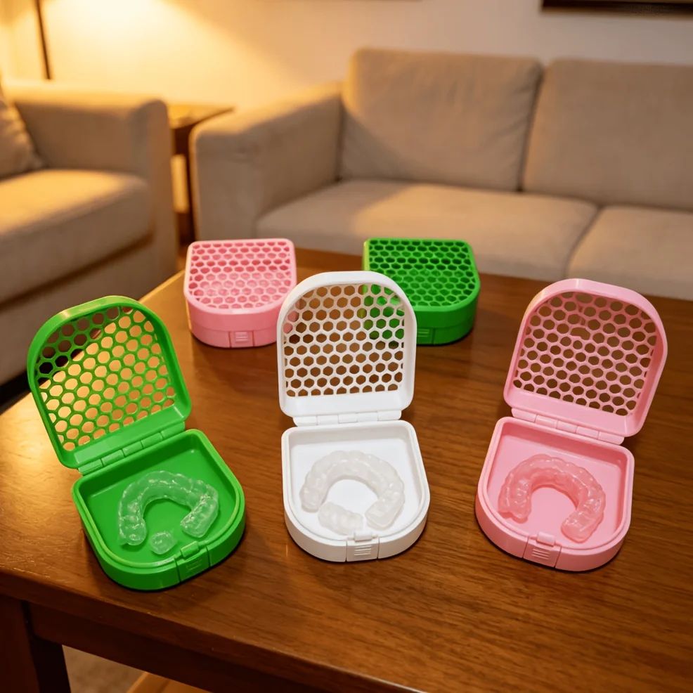 A Versatile Mesh Storage Box with a Breathable Flip-top Lid and Snap Closure,Ideal for Storing Orthodontic Retainers,and Jewelry