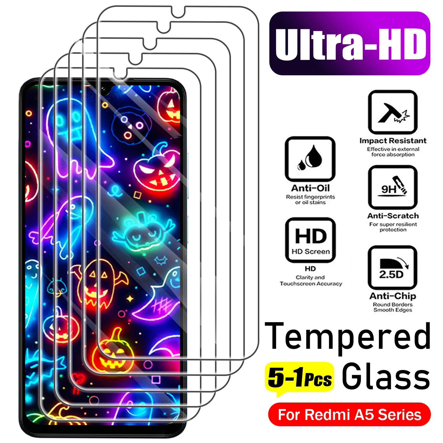 

1-5Pcs Tempered Glass For Redmi A5 A 5 Screen Protector on Redmi 14C 15C Glass
