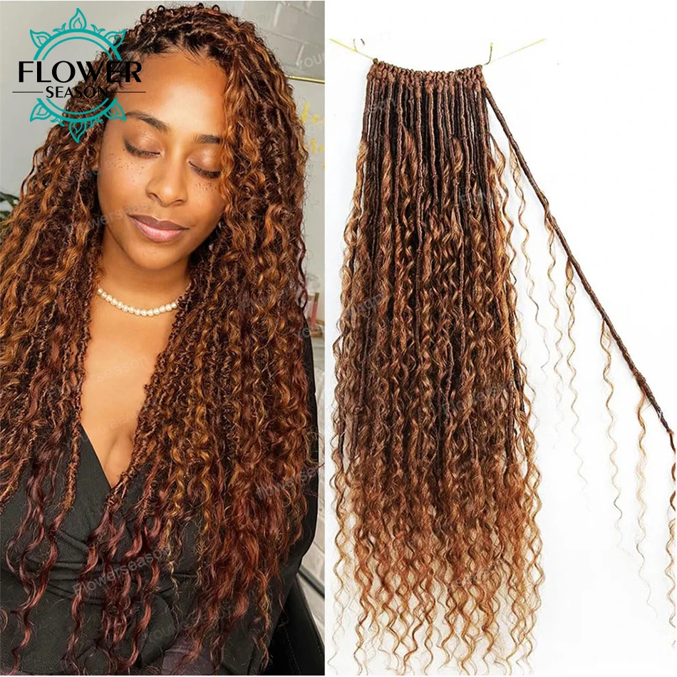 Color 30 Crochet Boho Locs With Human Hair Curls Pre Looped Crochet Locs Hair with Human Hair Ends For Women Synthetic Locs Hair