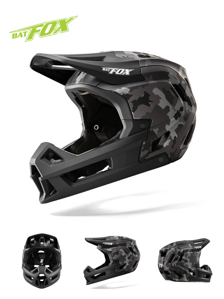 BATFOX Full Face MTB Fahrradhelm Erwachsene Jugend Offroad Radfahren Roller Sport Sicherheit Schutz Racing Mountainbike Helme – Detail 14