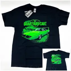 T-shirt Carz cimitero-nera con verde Plymouth Superbird restaurata (con licenza)