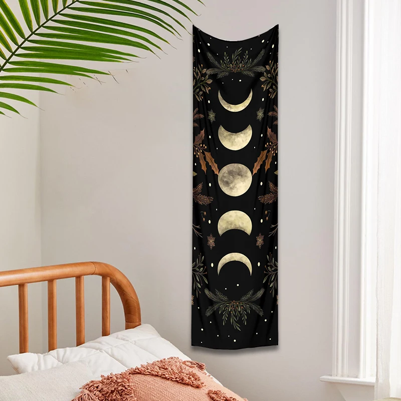 Moon Phase Tapestry Wall Hanging Moon moth Floral Vintage Psychedelic Star Snake Divination Bohemian Home Decor Art Decoration