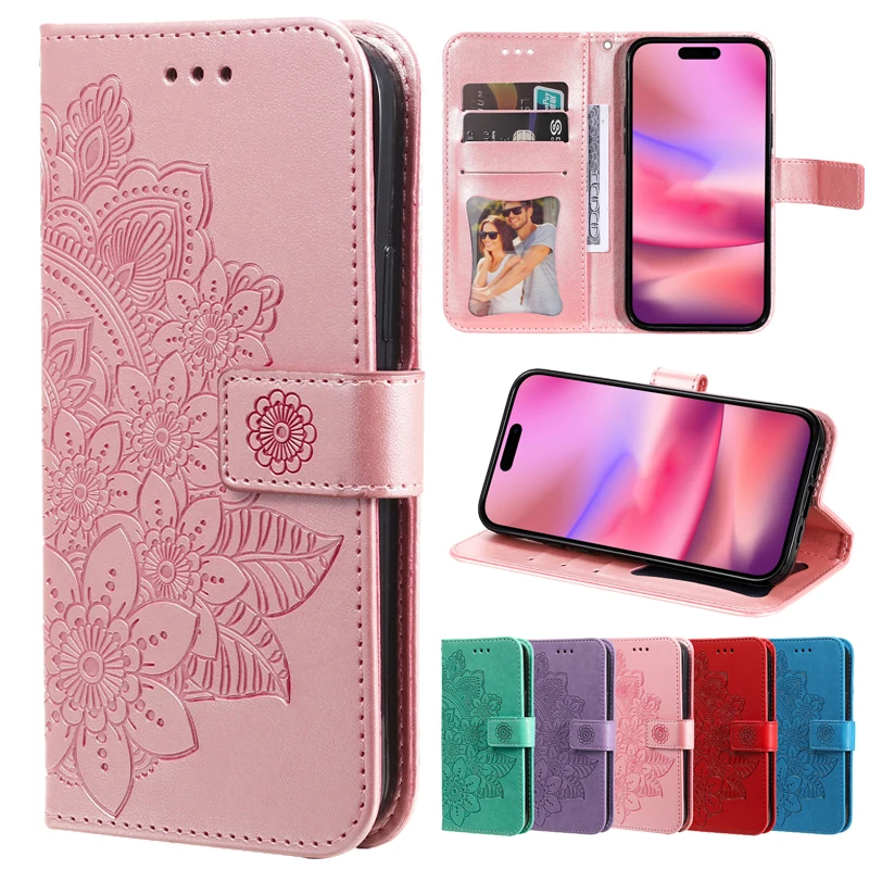 الرجعية الطوطم الشمس زهرة المحفظة حافظة هاتف جلدية ل ممن لهم A52 A72 A92s A9 A5 A7 A5S AX5S A12 A11 A53 A33 A93 A73 5G غطاء الوجه #1