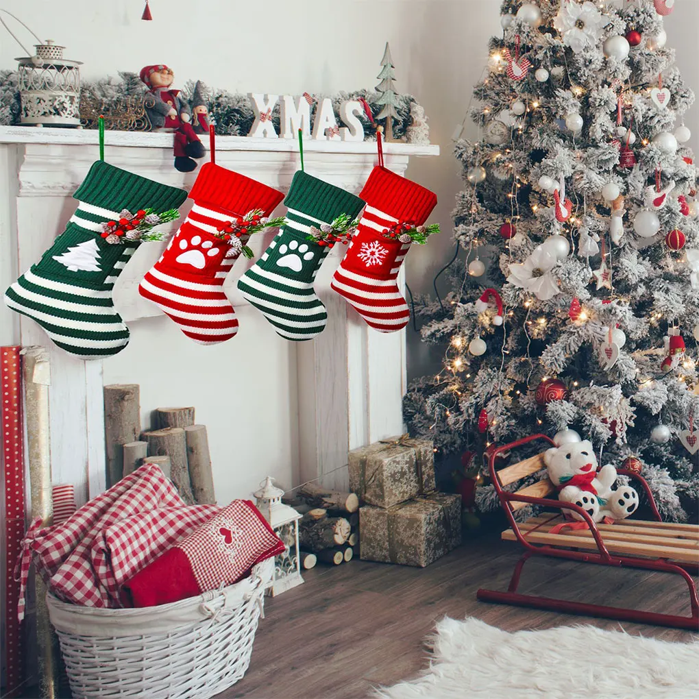 Premium Christmas Decorations Intricately Woven Stockings For Magical Christmas Precision Weaving