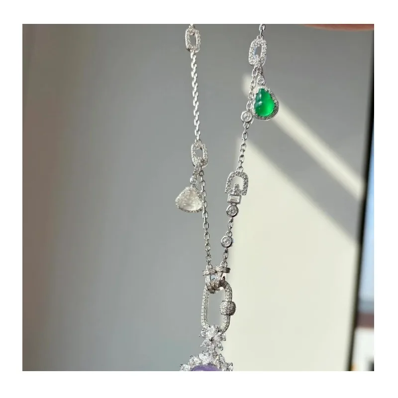 

New Chinese Inlaid Zircon Platinum-plated Back Pin Universal Buckle Universal Chain Light Luxury High-end Sense Chain