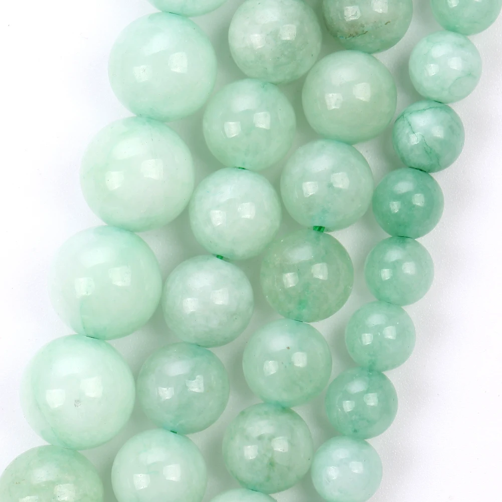 4 6 8 10mm Burmesische Jade Stein Perlen Natürliche Lose Spacer Perlen Für Schmuck Machen Runde Perlen DIY armband Zubehör 15''