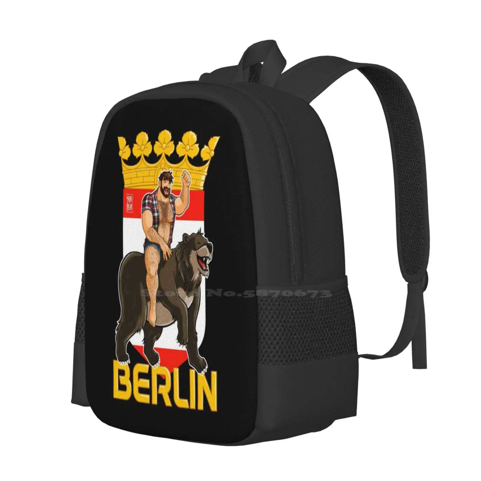 Adam Likes Berlin Bear 3D Print Design Backpack Student Bag Bobobearart Bobo Bear Bear Weekend Otter Mens Gay Art Bear Art Gay