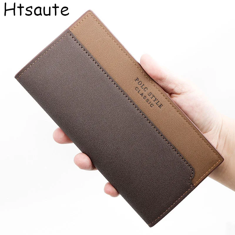 

Men Casual PU Bag Business Wallet With Card Slots Cloth Pattern Ultra Strong Stitching Extra Capacity Long Wallet Perfect Gift