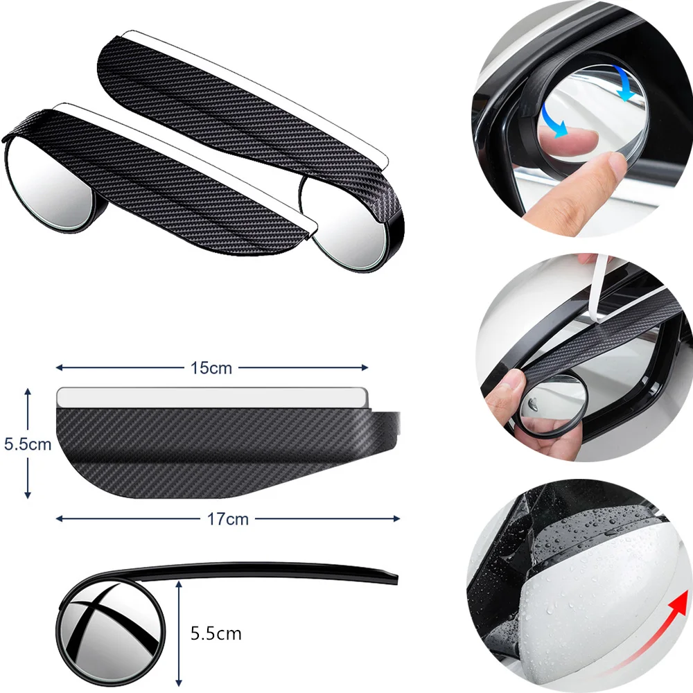Waterproof Car Rearview Mirror with Rain Shield Cover Blind Spot Mirror Car Round Convex Mirror Wide Angle Car Reverse Mirrors