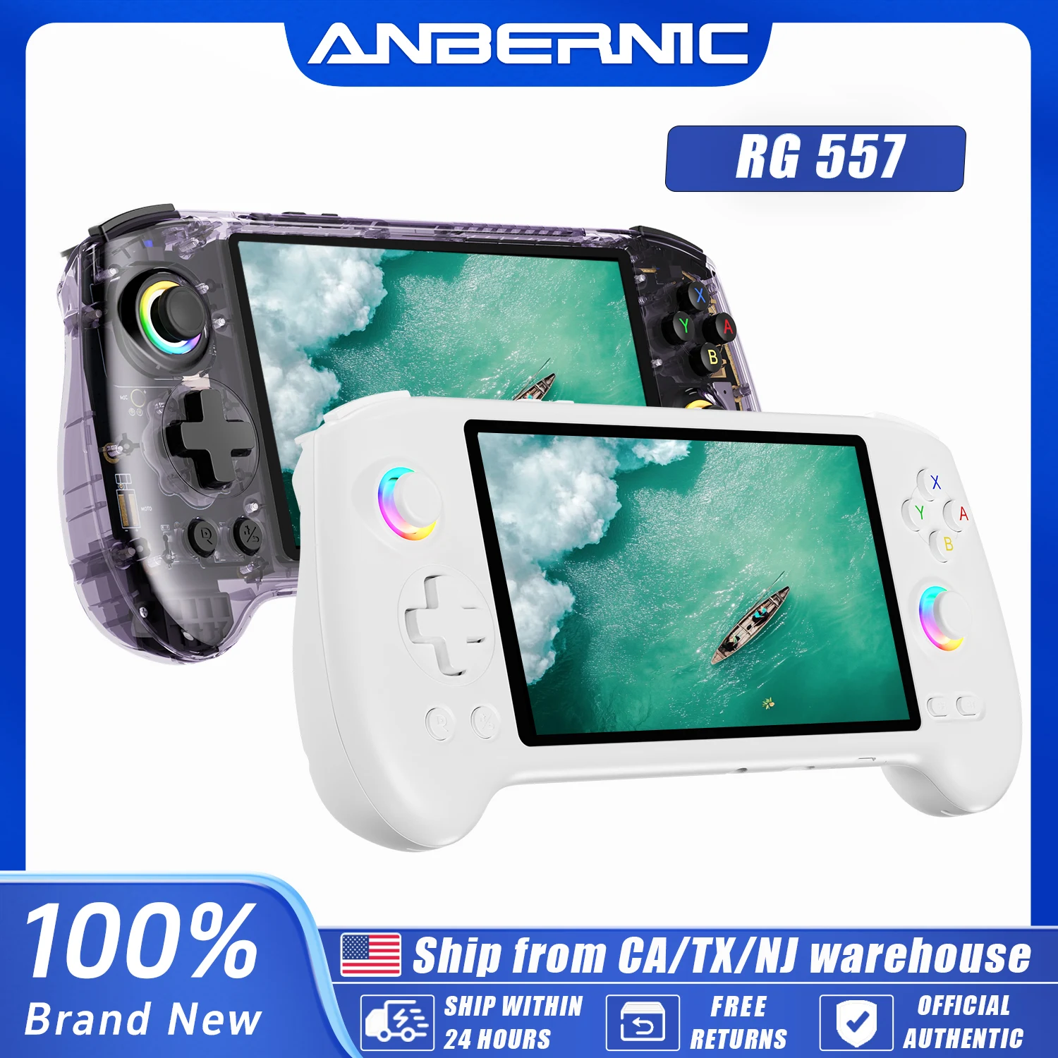 Anbernic RG557 Handheld Video Game Console Android 14 Gaming Console 5.48
