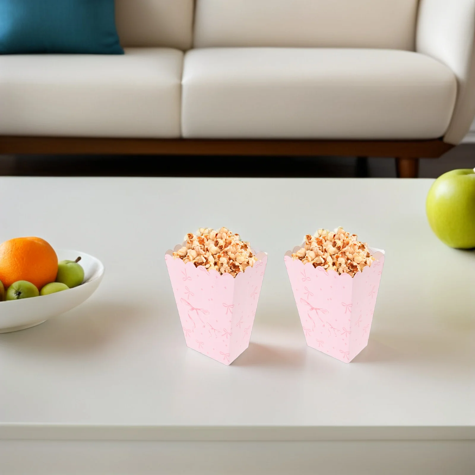 

20pcs Snack Boxes Pink White Party Supplies Movie Night Candy Fries Popcorn Paper Bowl Holder Treat Boxes Special Plates