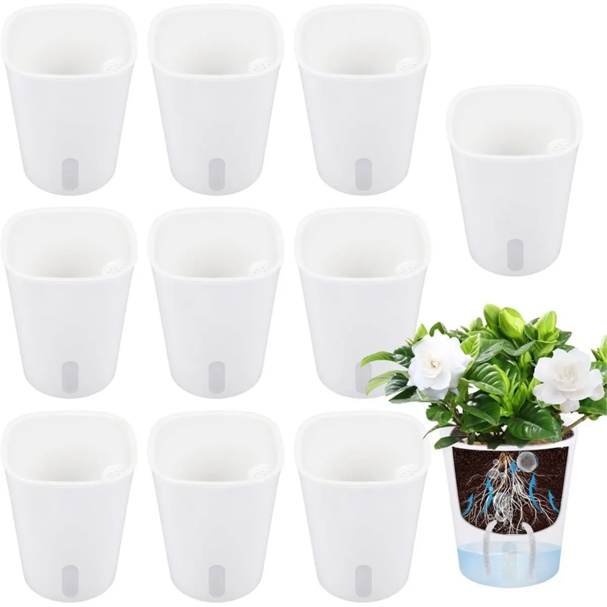 10 Pcs Self Watering Planter Lazy Hydroponic Flower Pot Plastic Translucent Self-Absorbent Flower Pot Desktop Decoration