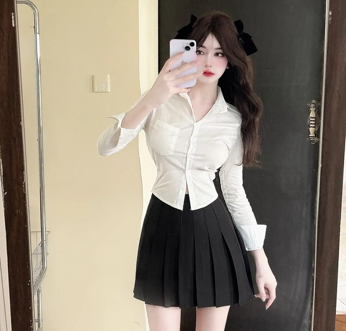 Spring Pure Desire New Women Slim Corset Appear Thin Sexy White Shirt Long Sleeved Single-breasted All-match Lapel Collar Tops