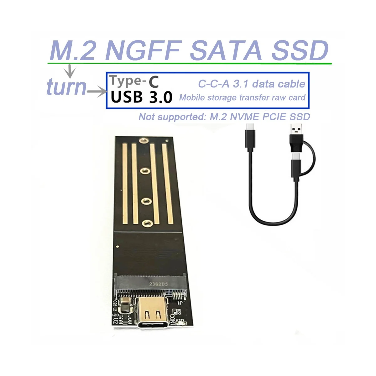 Tarjeta de conversión M.2 Ngff USB3.0 tipo C, disco de estado sólido Sata a puerto serie, tarjeta de conversión de almacenamiento móvil
