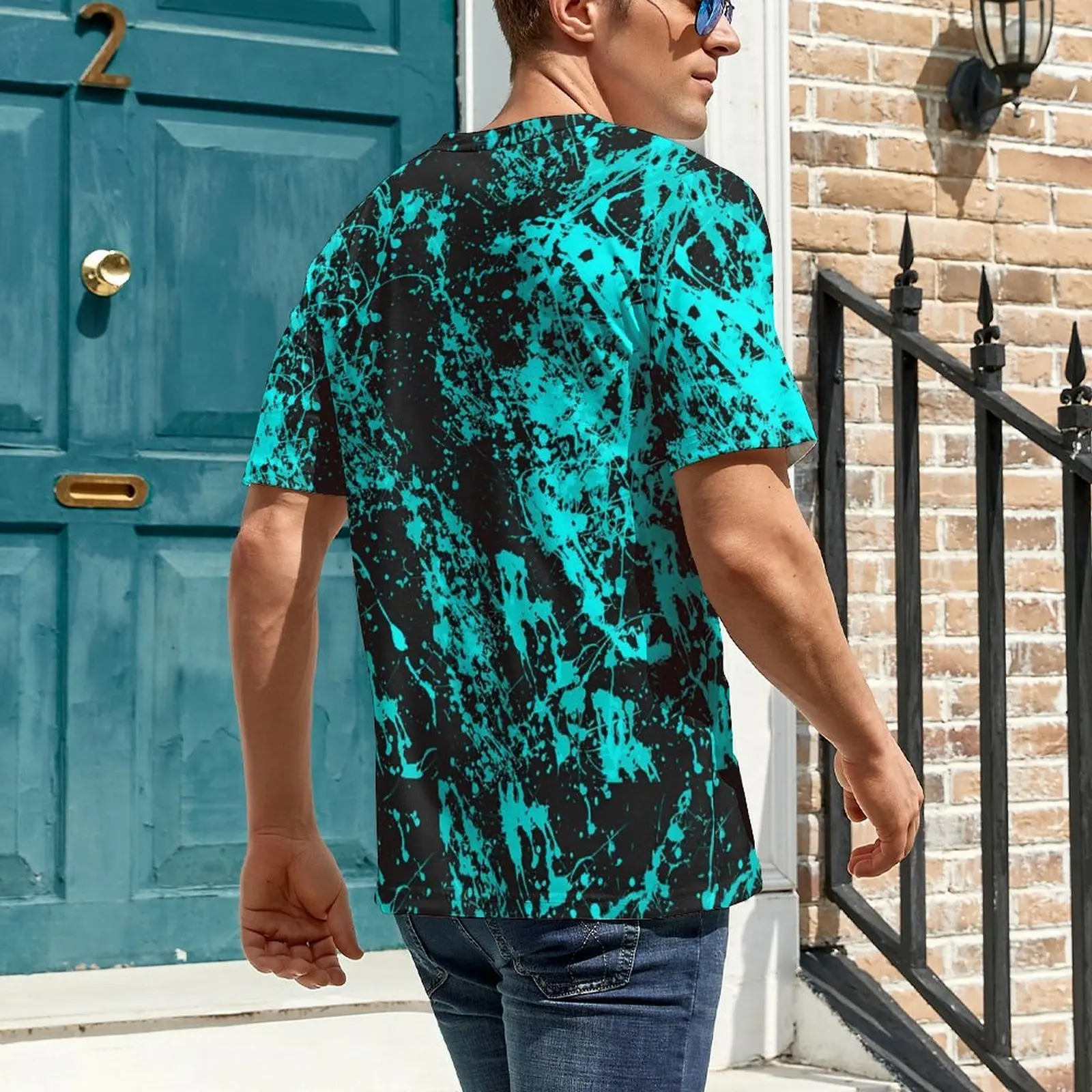 Mens Paint Brush Splatter T Shirt Abstract Print Novelty T-Shirts Short-Sleeve Custom Tops Cheap Beach Basic Big Size Tees