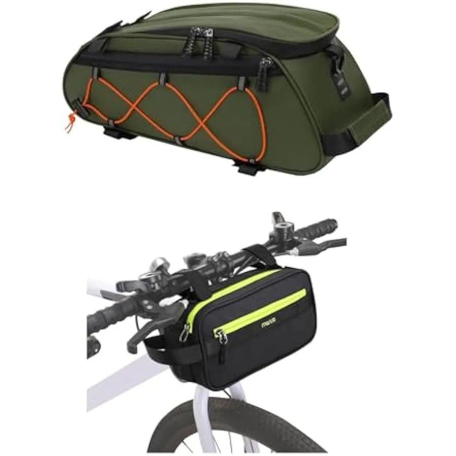Bolsa para manillar de bicicleta MOSISO, bolsa para cuadro de bicicleta con correa para el hombro, bolsa para portabicicletas con 2 alforjas extraíbles para bicicleta, impermeable