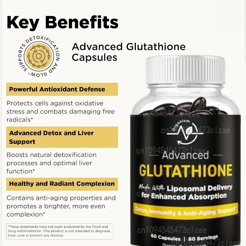 

Liposome Glutathione Supplement - Each 500mg L-glutathione Immunity, Anti-aging Support -60 Capsules