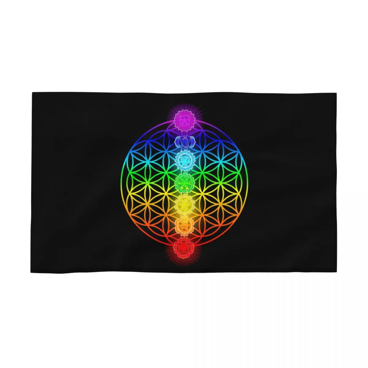Toalla de cara con tema Chakra Zen, toallas de piscina de algodón de lino suave con flores de la vida coloridas personalizadas