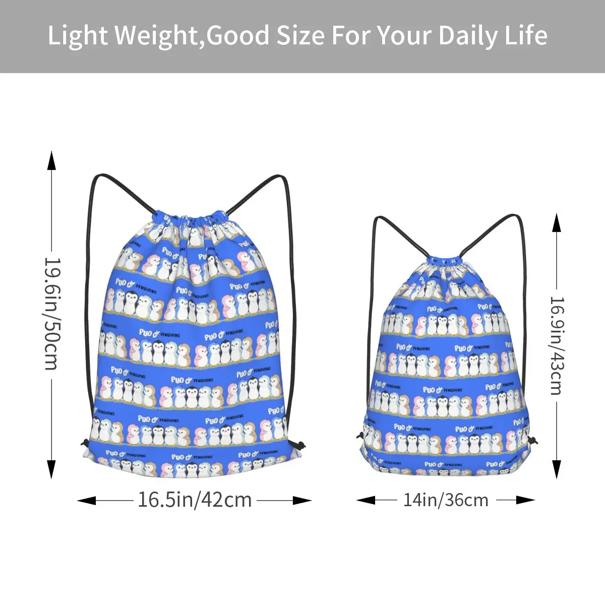 Pudgy Penguin Logo Group Backpacks Casual Drawstring Bags Sports Bag Book Bags for Man Woman Students