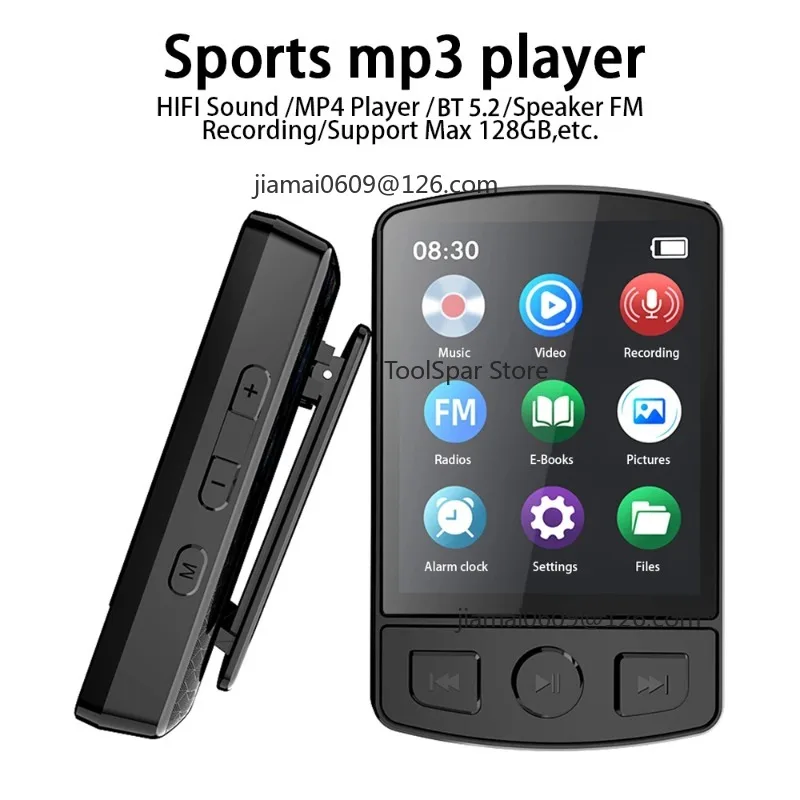 Portable Clip‑on Sport MP3 Player 1.77 Inch Screen Music Player with Speaker Support Recording E‑Book Video Playback