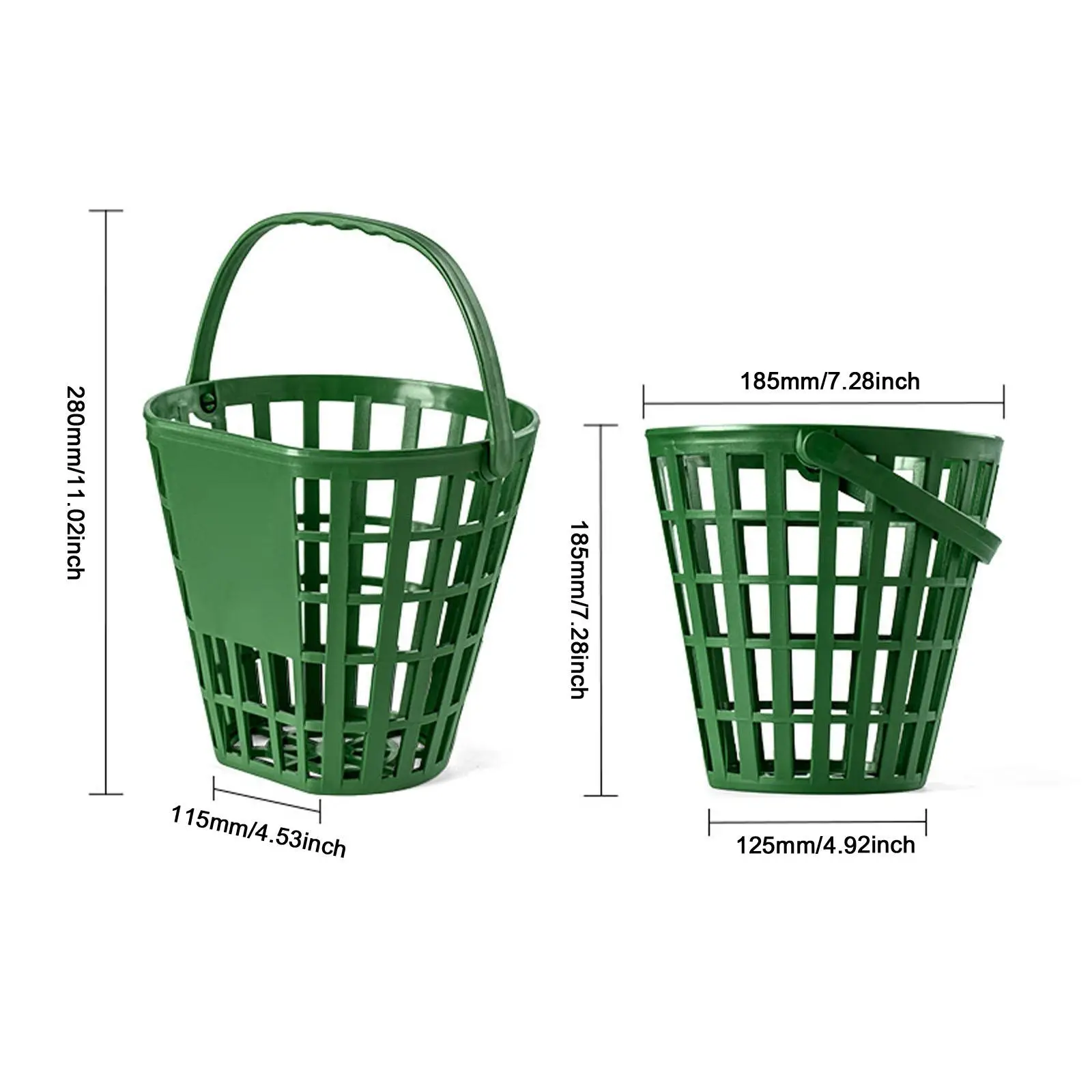 Anti Rolling Golf Ball Basket with Ergonomic Handle Bucket for Golf Ball Storage and Driving Range Use