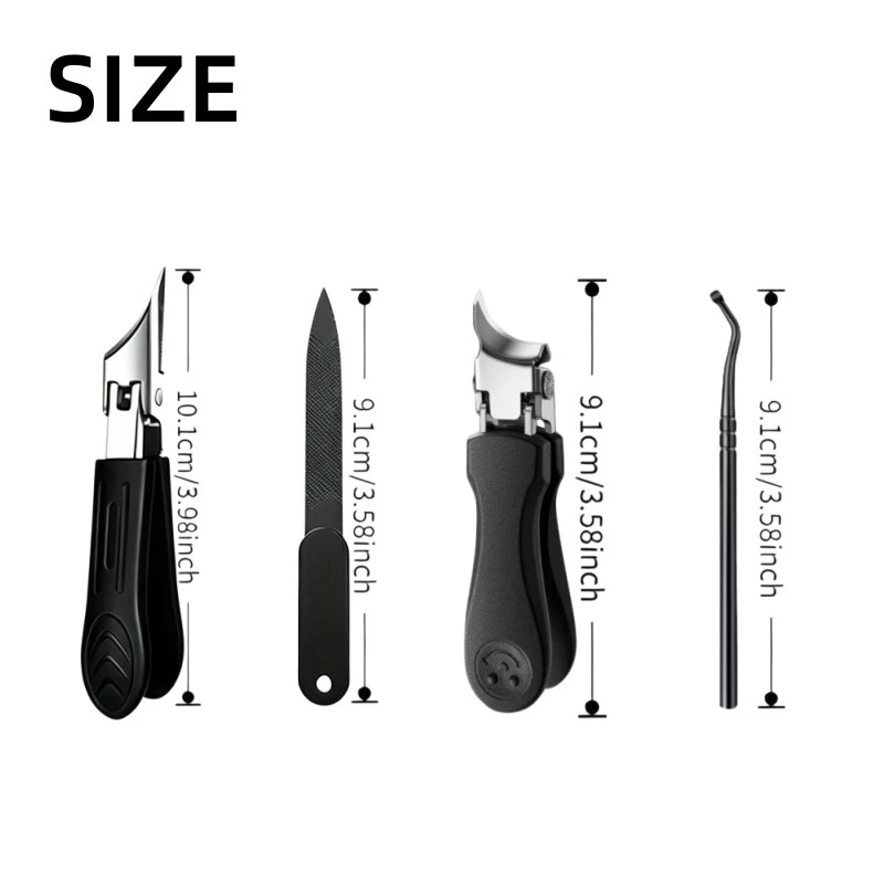 Professional Pedicure Manicure Tool 1/4 Pcs Set Stainless‑Steel Ingrown Toenail Clipper Cuticle Pusher Nail File Ear Pick Care