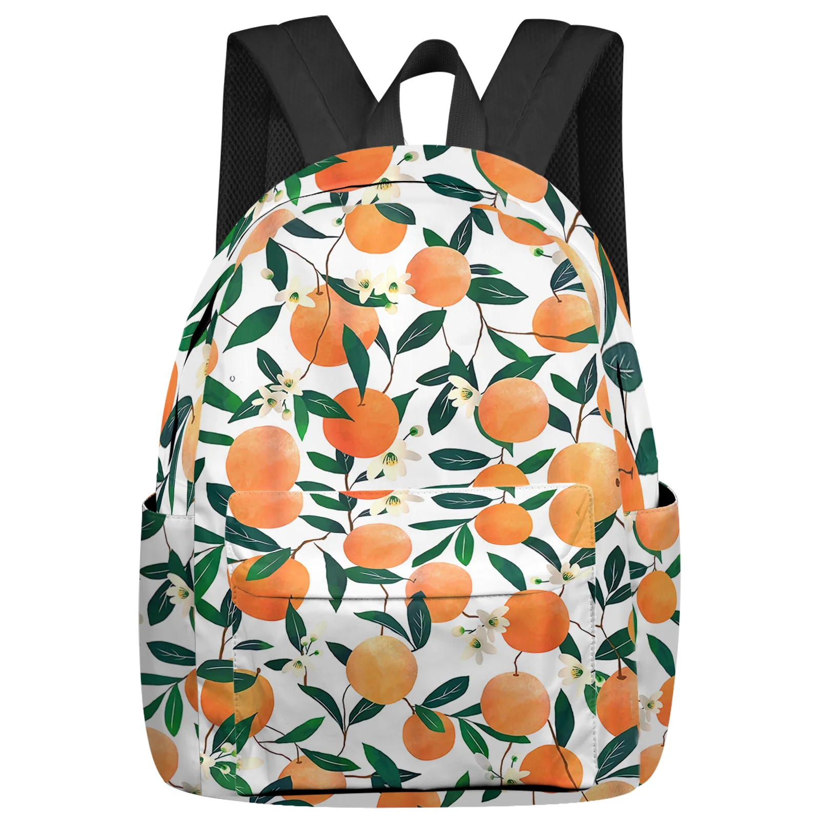 

Orange Leaf Flower Branch Fruit Watercolor Backpacks Custom Student School Bags Laptop Backpack Men Women Female Travel Mochila