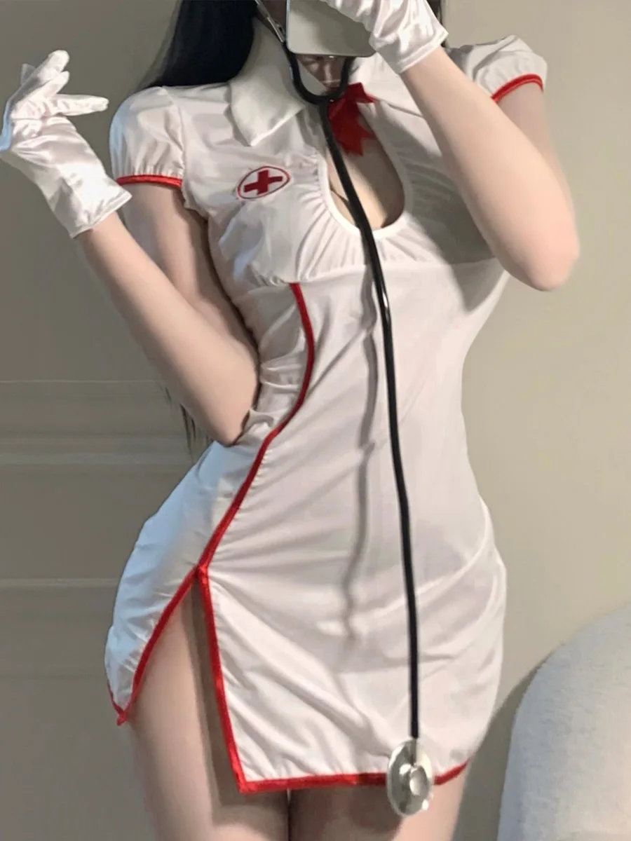 مثير ايمو الملابس الداخلية معاطف للأطباء والممرضات موحدة إغراء ليلة تأثيري خادمة الملابس الداخلية امرأة