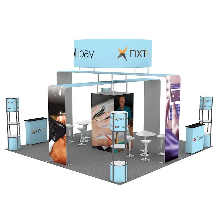 20x20 ft modular portable aluminum fashion new design trade show exhibition backdrop display tension fabric trade show booth