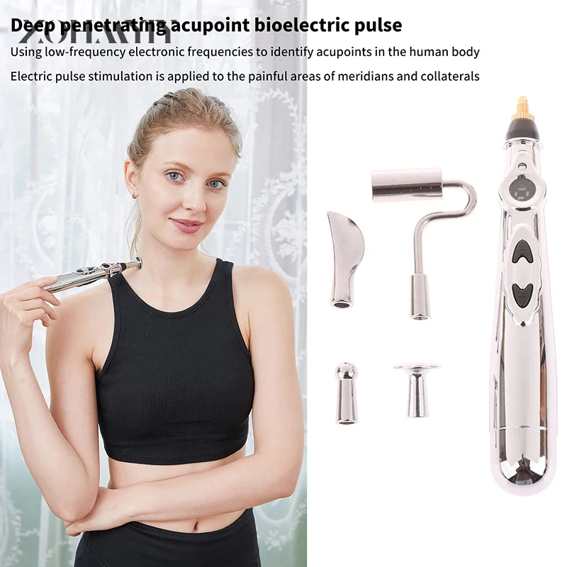 

5 Heads Electric Acupuncture Point Massage Pen Meridian Energy Massage Pen Pain Relief Therapy Back Neck Face Beauty Roller