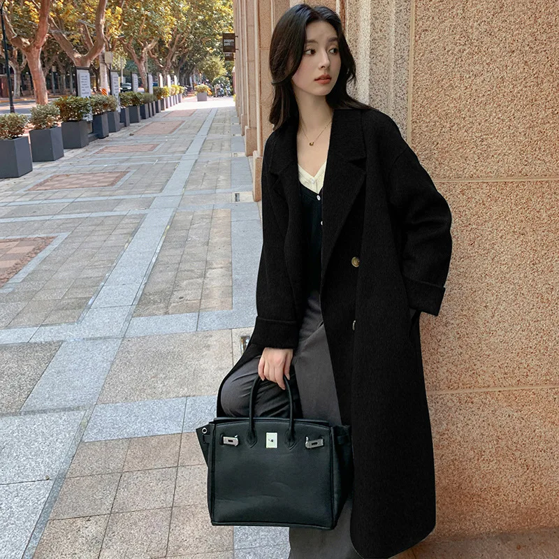 

Autumn and Winter Hot Large Size Women's Trench Coat Light Luxury High Quality Thickened Medium Long Woolen Jacket