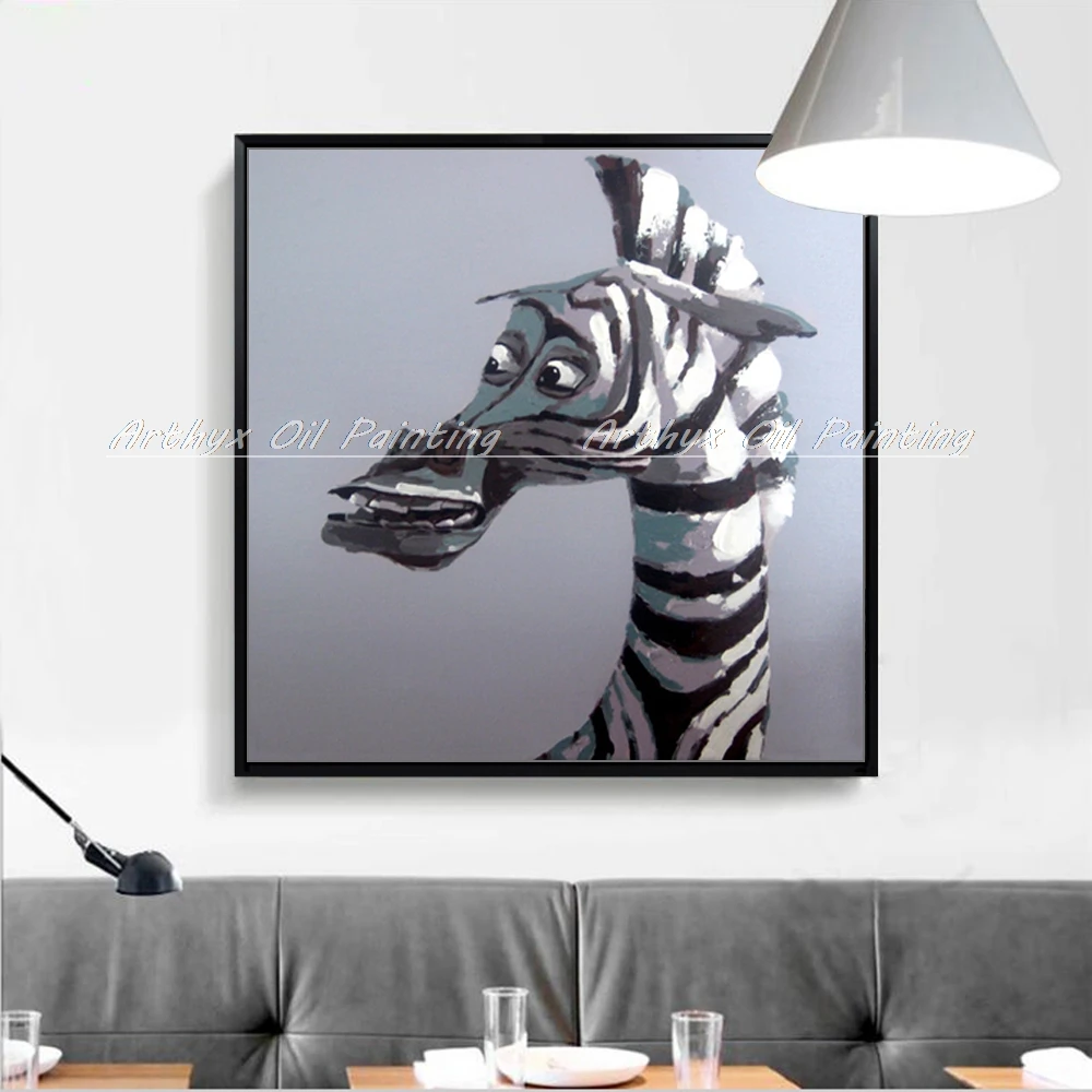 Arthyx Hand-Painted Zebra Animal Oil Paintings On Canvas,Wall Art,Modern Home Decoration For Living Bedroom,Unique Gift,Hot Sell