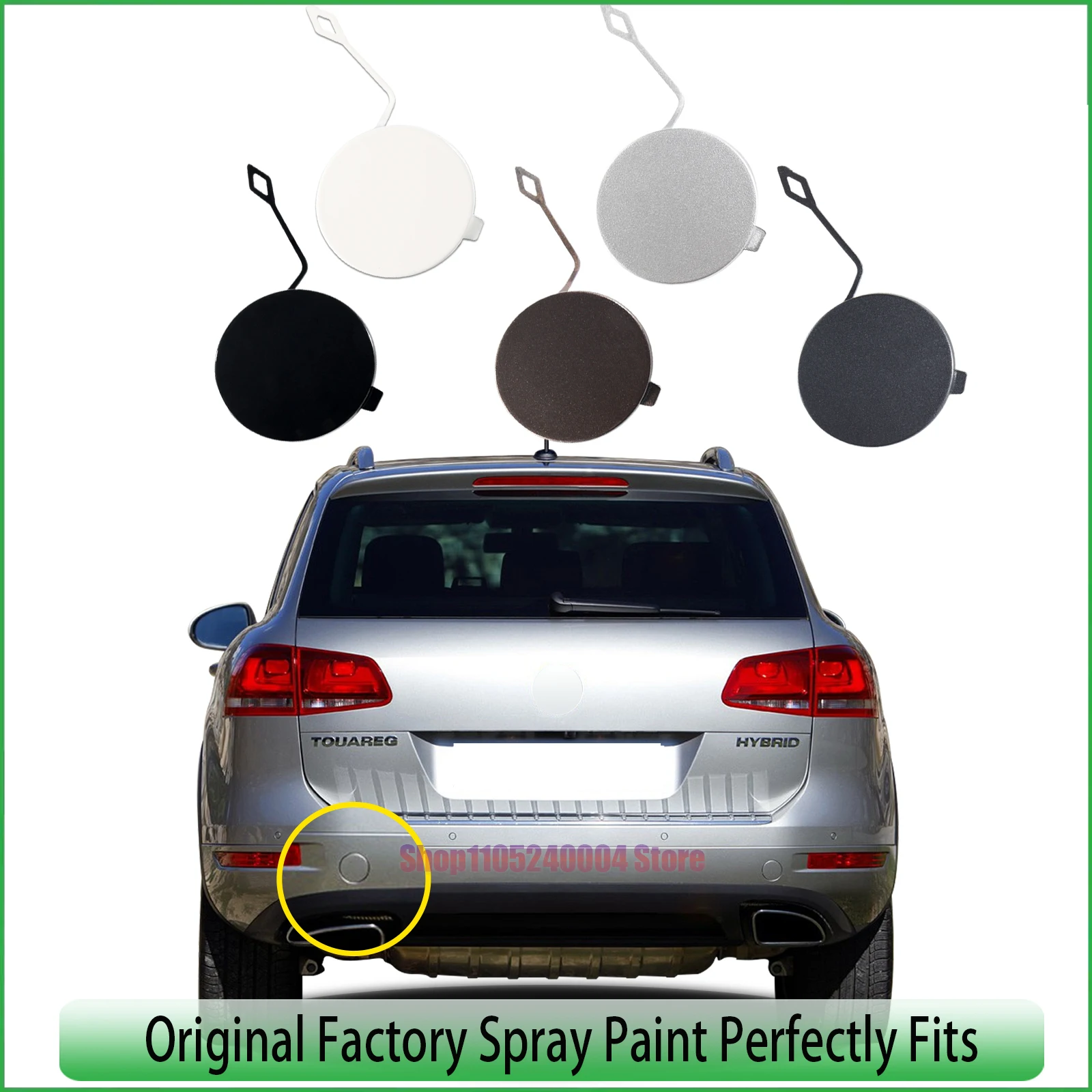 For VW Touareg Rear Tow Hook Cover Premium Accessory For All Models 2011-2014 Complete Kit Parts 7P6807449 7P6807450