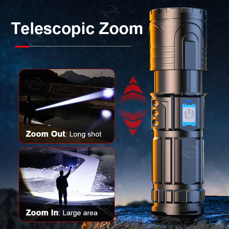 100000LM High Power LED Flashlight Super Bright Long Range 3500M Tactical Flashlights Rechargeable USB Fishing Camping Work Lamp