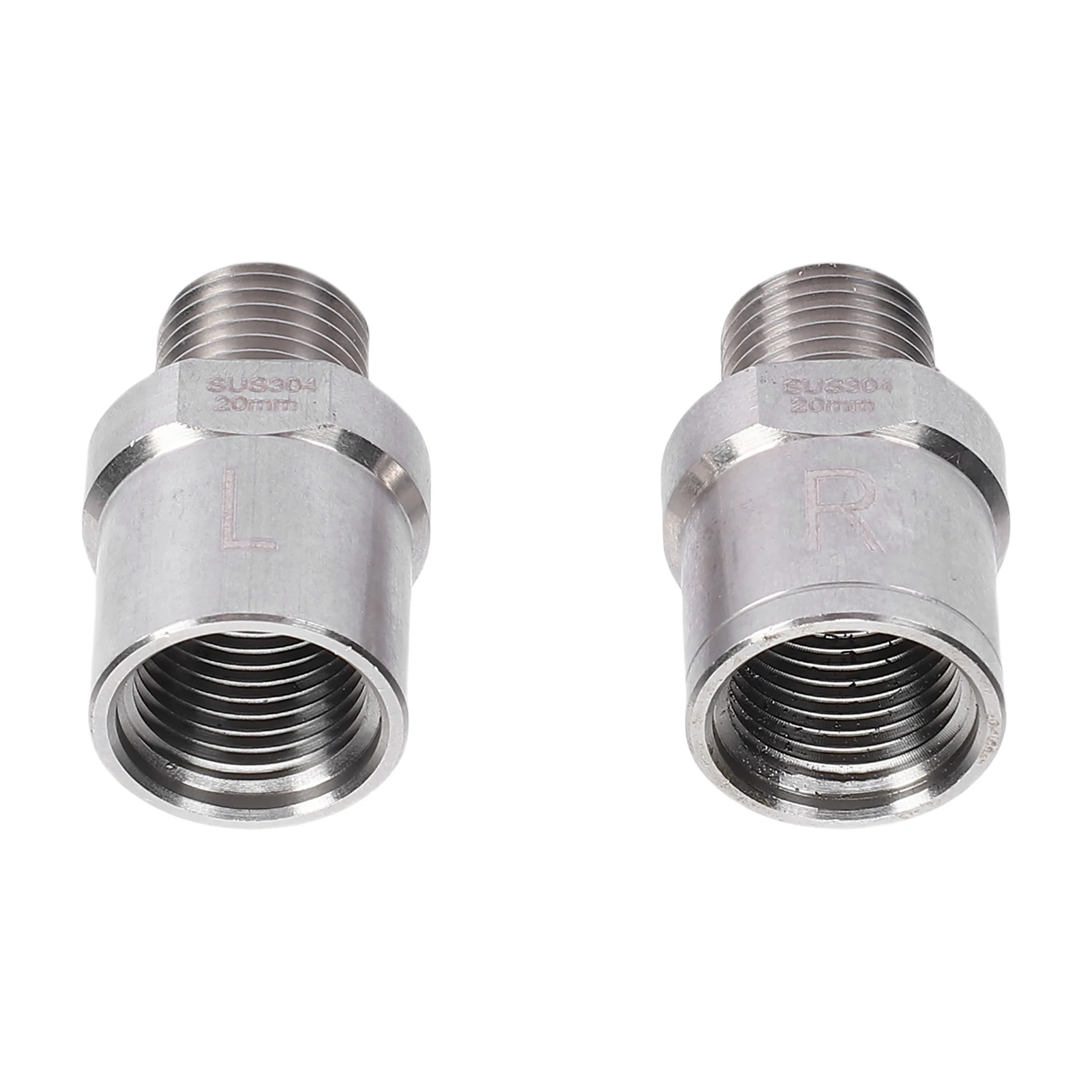 1 Pair Bicycle Pedal Adapters Stainless Steel Male Thread 1/2in to Female Thread 9/16in Bike Pedal Extenders for Cranks