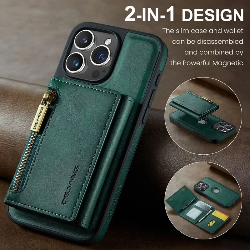 

Suitable For iPhone15 14 13 12 Pro Max Magsafe wireless charging magnetic adsorption wallet style leather case with card holder