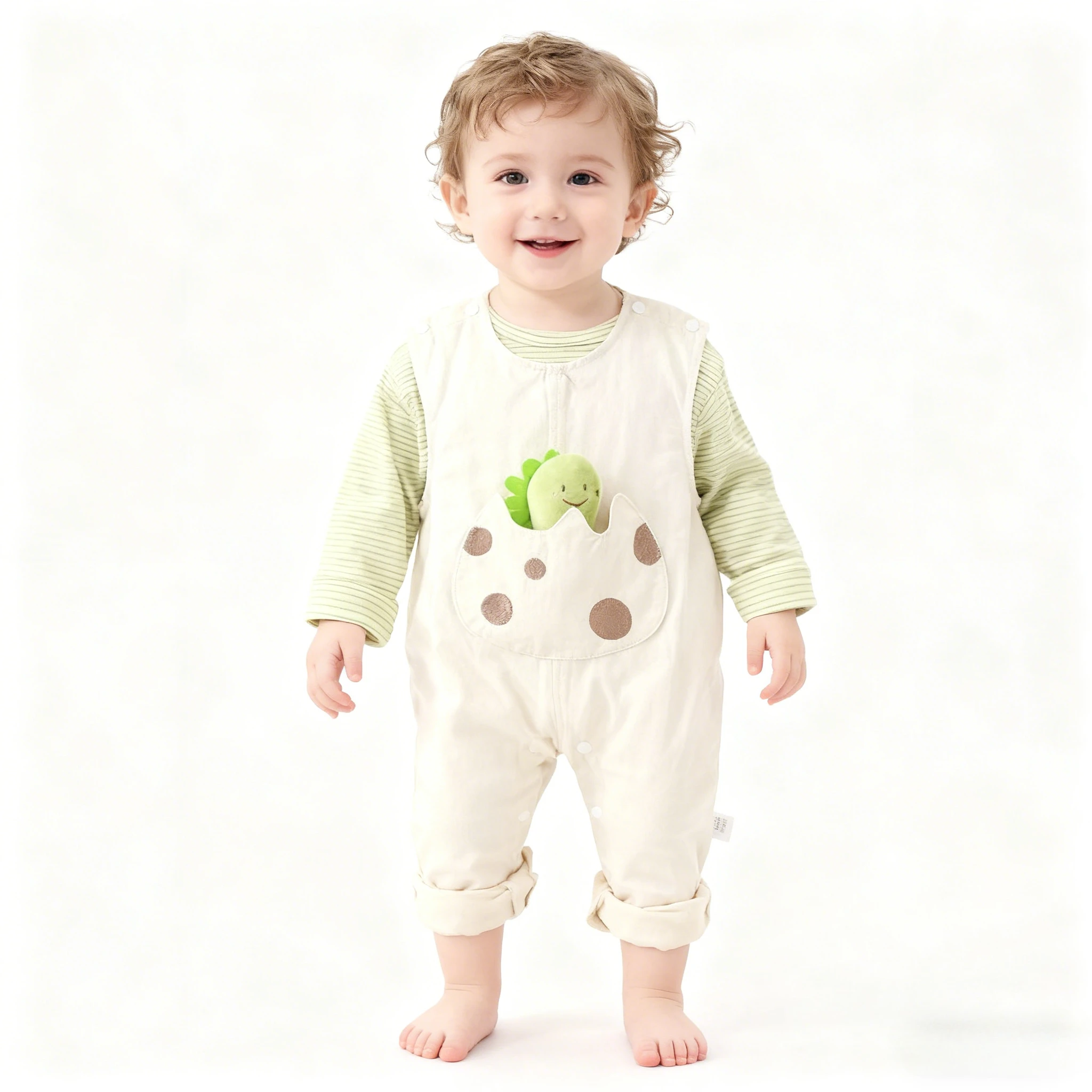 Baby Spring & Autumn Jumpsuit Set - Striped Top and Long Pants Two-Piece Boys & Girls Cute Caterpillar Christmas Outdoor Romper