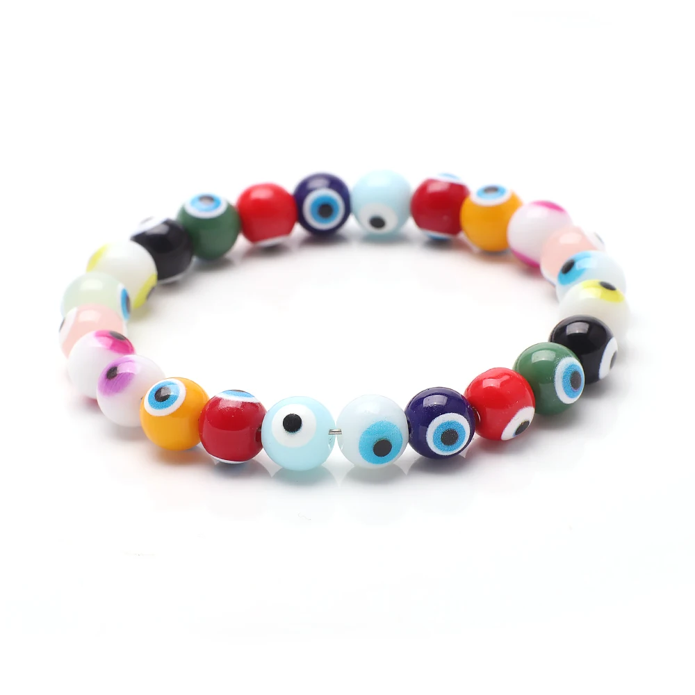 45 قطعة 8 مللي متر الملونة كريستال عين الشر الخرز شكل دائري فضفاض Lampwork الزجاج المزجج الخرز ل قلادة سوار DIY بها بنفسك صنع المجوهرات