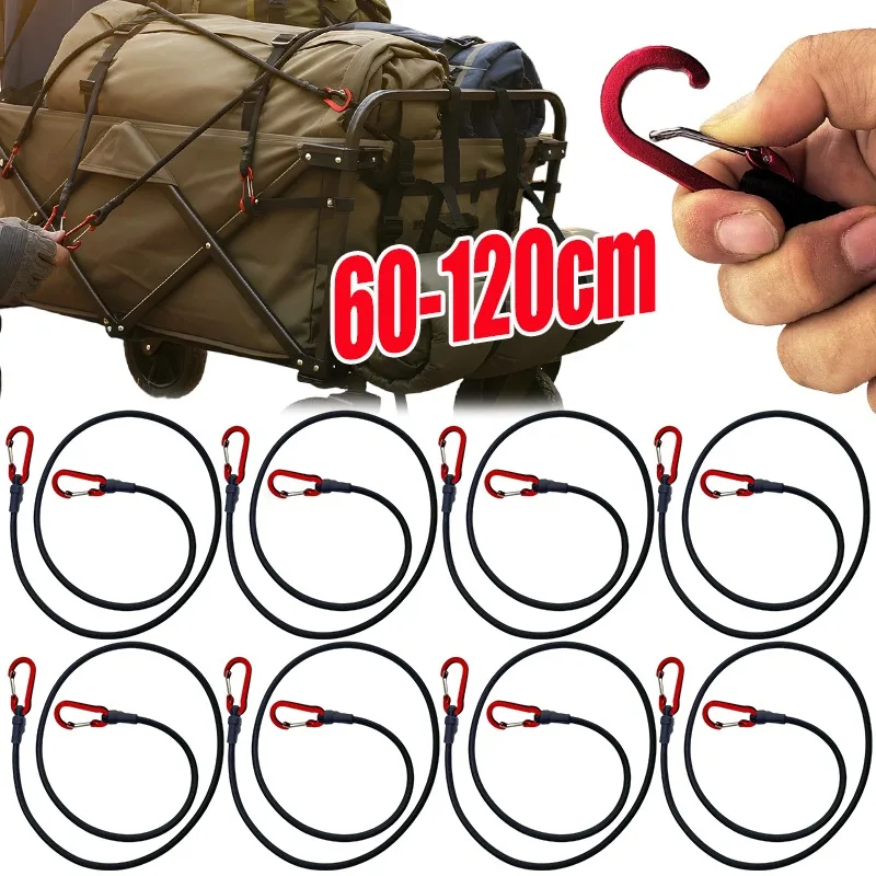 Adjustable Bungee Cords 8mm Shock Cord with Hooks for Truck Roof Rack Kayak Canoe Camping Gear Tie Down Elastic Rope 3 Sizes