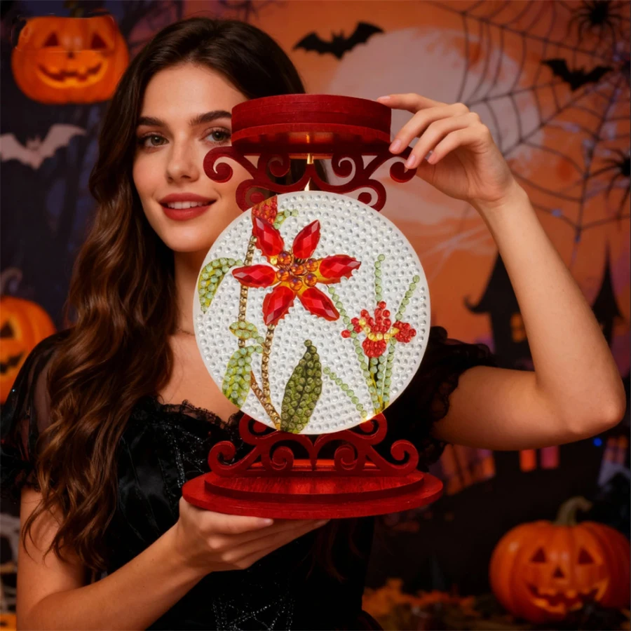 

Flower DIY Diamond Painting Candle Holder Ornaments Desktop Tea Light Candle Holder 5D DIY Diamond Art Mini Candle Holder