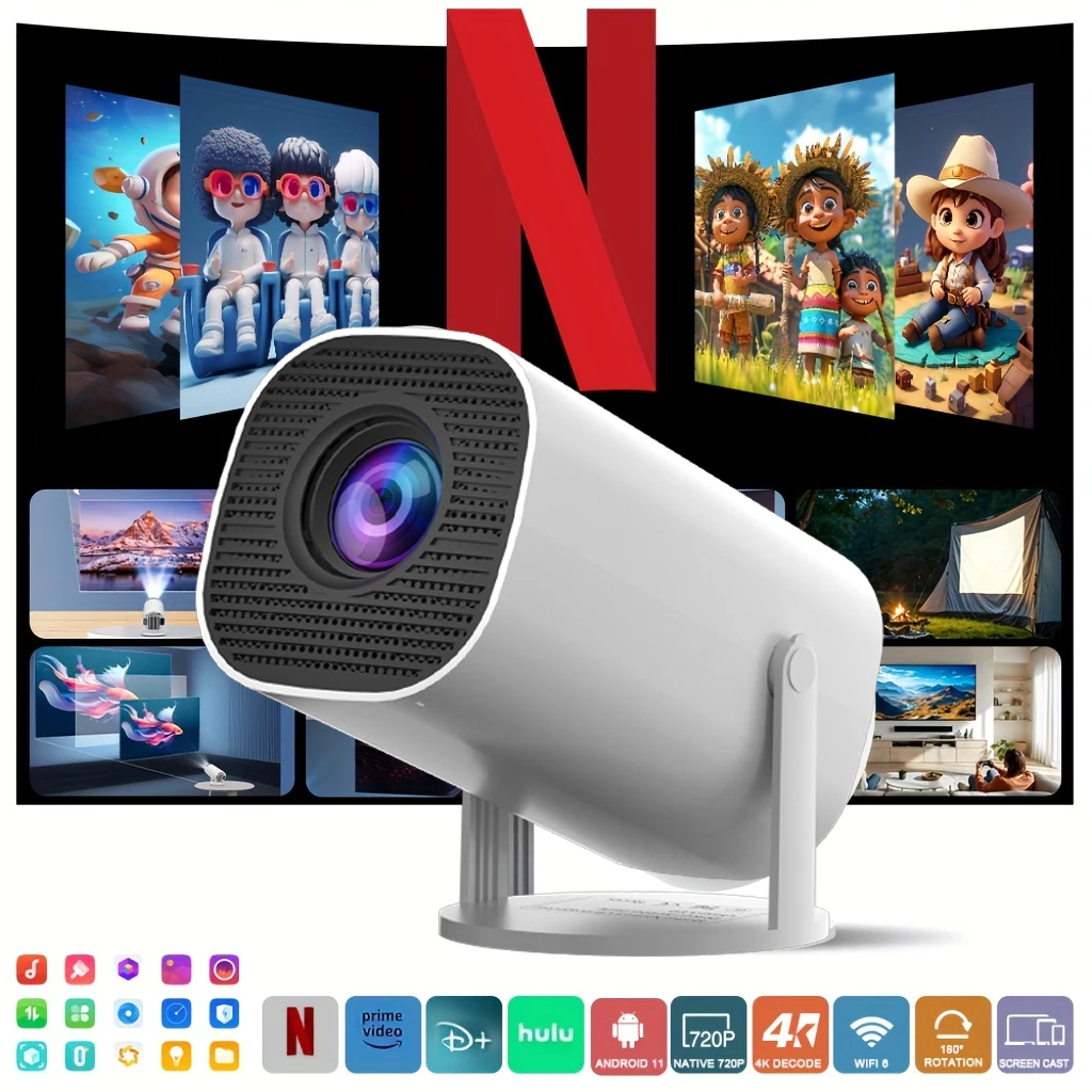 Мини-проектор HD, поддерживает видео 4K, разрешение 1280x720P, портативный дизайн, с дистанционным управлением, принесите впечатления домашнего кинотеатра