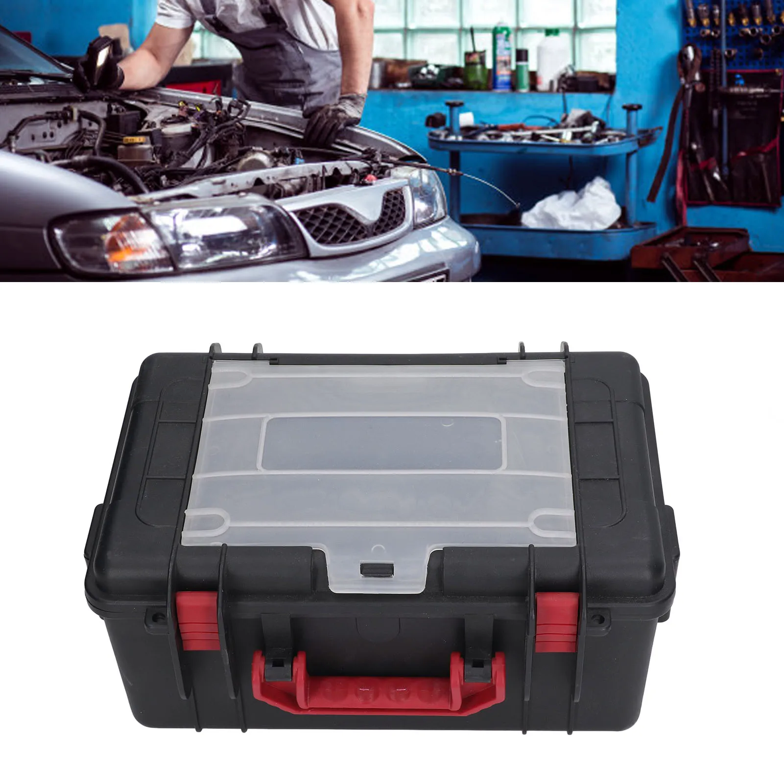 صندوق أدوات الأجهزة متعدد الوظائف باللون الأسود صندوق تخزين بلاستيكي محمول لتنظيم الأجزاء صندوق أدوات الأجهزة صندوق أدوات بلاستيكي