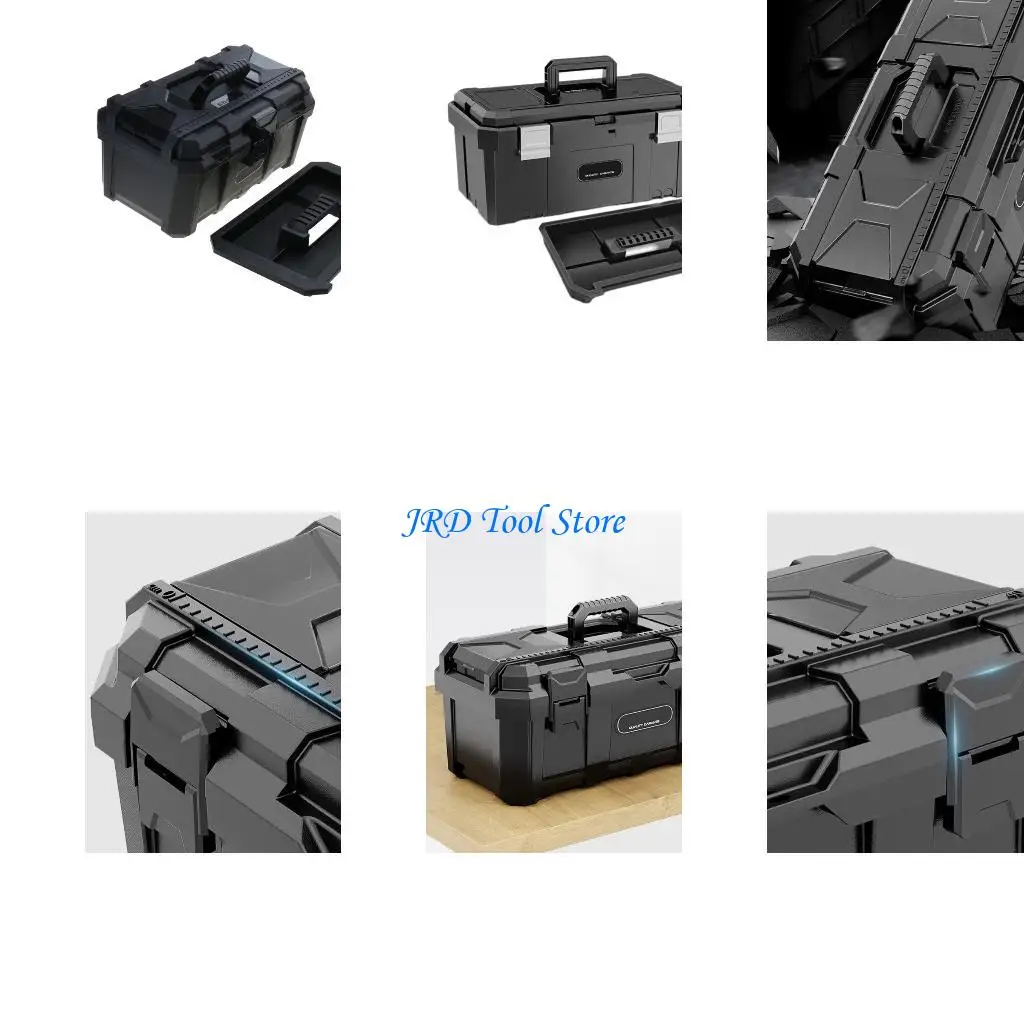 A2UD Reinforced Container Essential Tool Box with Secure Compartments Reinforced Mechanic Tool Chest Lockable Case for Repair