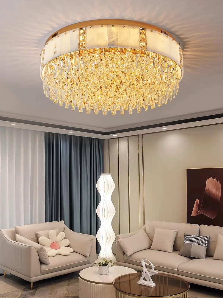 

Прямоугольный роскошный потолочный светильник из натурального мрамора, светодиодный потолочный светильник для бытовой техники, хрустальное потолочное освещение для гостиной, столовой Lamparas