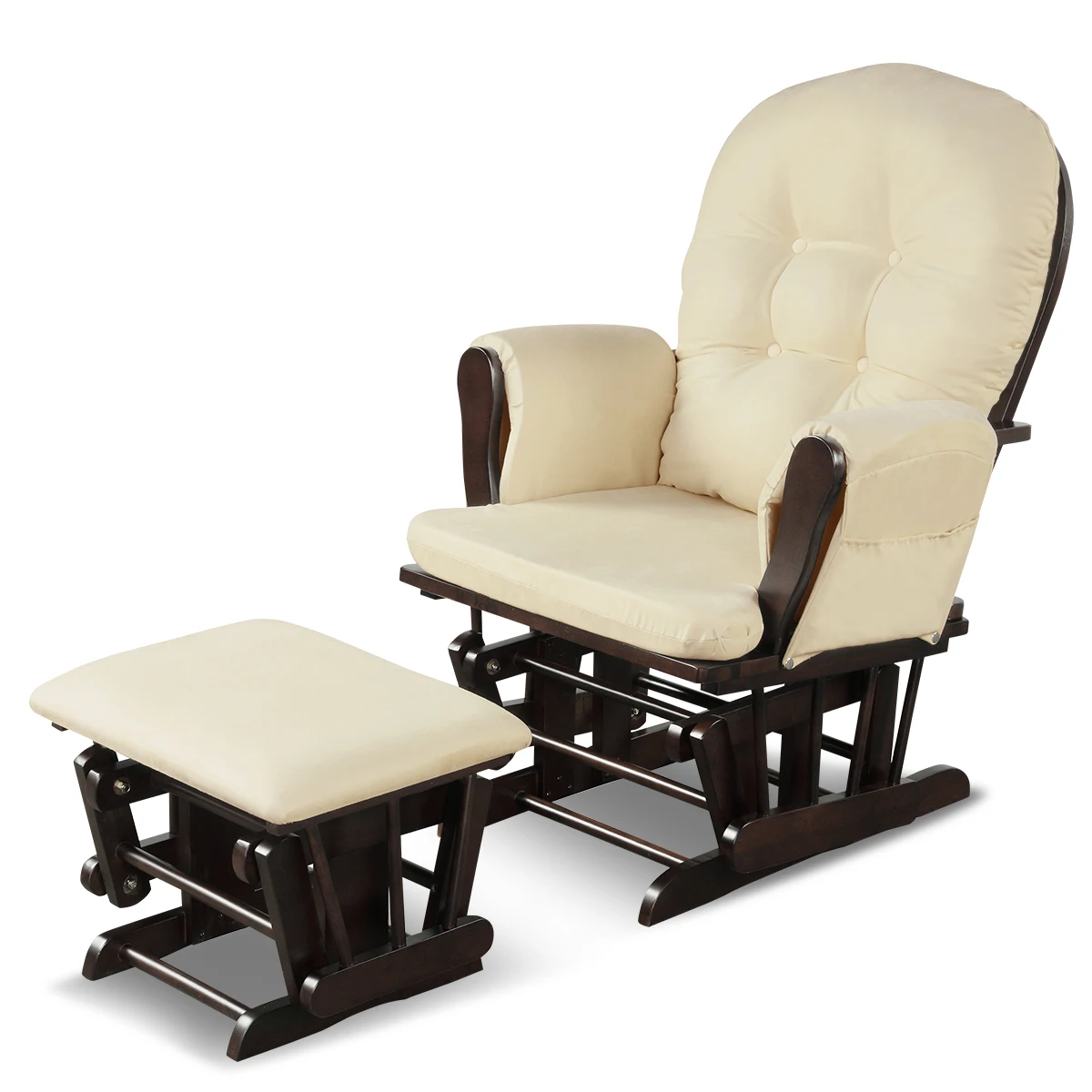 Glider and Ottoman Cushion Set Wood Baby Nursery Rocking Chair