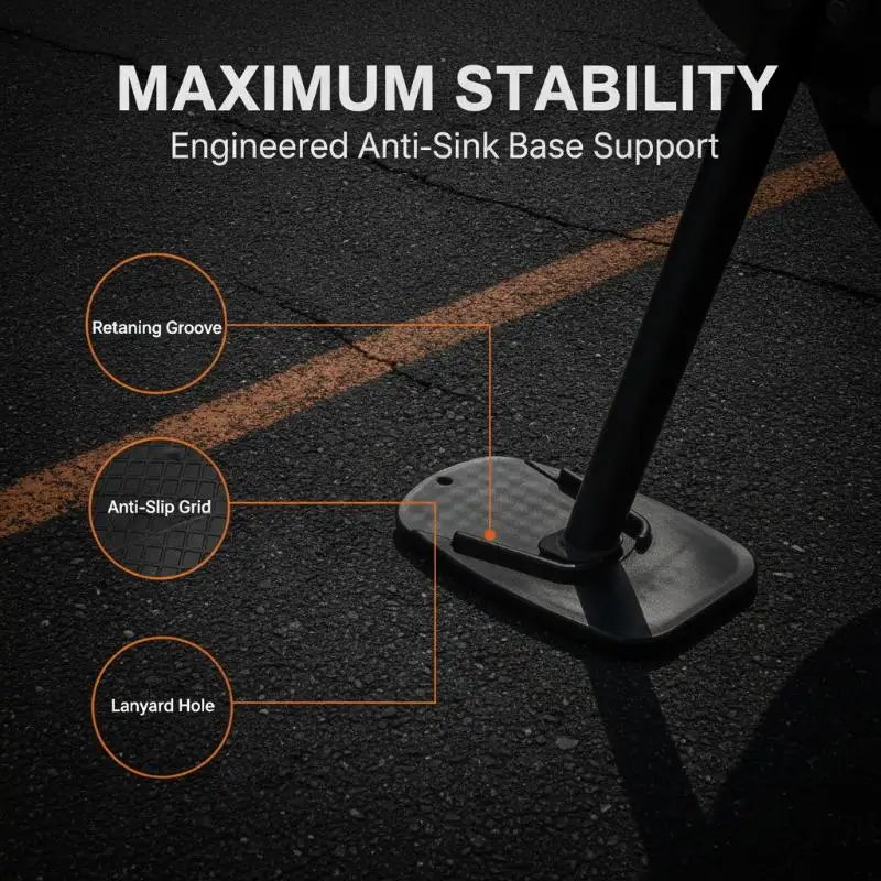 Motorcycle Side Stand Pad Wear Resistant Anti Slip Kickstand Support Plate Foot Enlarger for Motorbike Enthusiasts