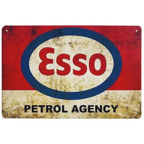 Esso Petrol Agency Tin Sign Classic Gas Station Metal Plaque Man Cave Wall Art