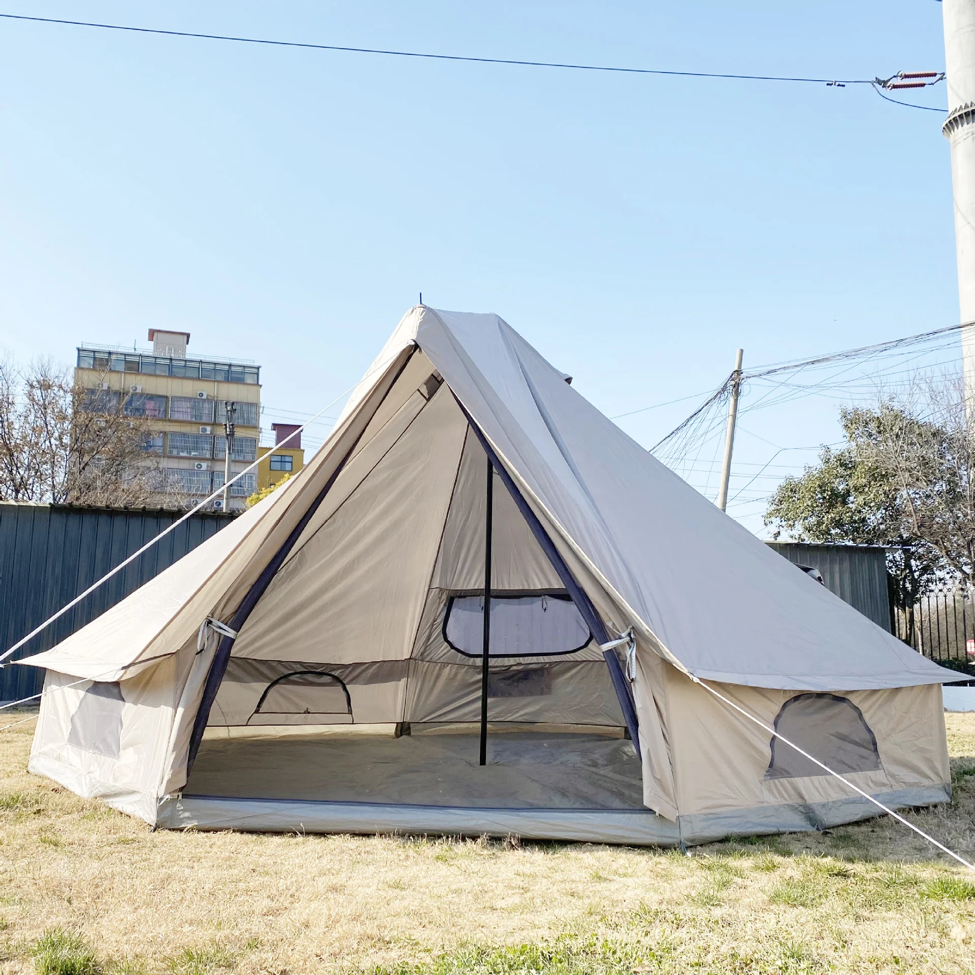 

Custom Waterproof Teepee Family Tent Camp Village Glamping Yurt Family Dome Tent For Sale Resorts Outdoor Camping Tent