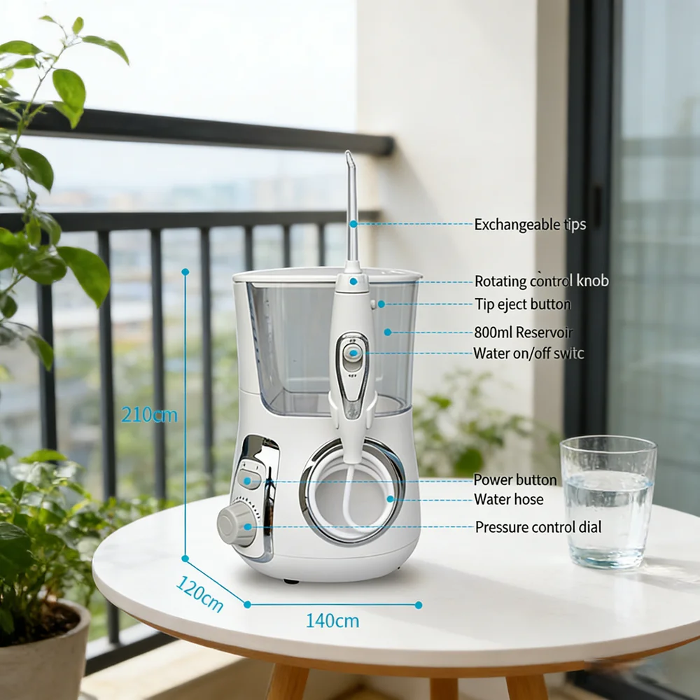 

Top Choice for Dental Irrigation Care: 800ML Desktop Water Flosser with IPX7 Waterproof for More Peace of Mind